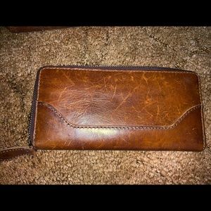 Frye Melissa Zip Around Wallet Dark Brown